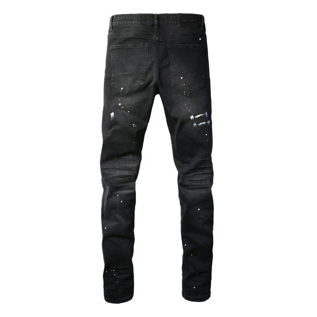 White Paint Splash Black Jeans