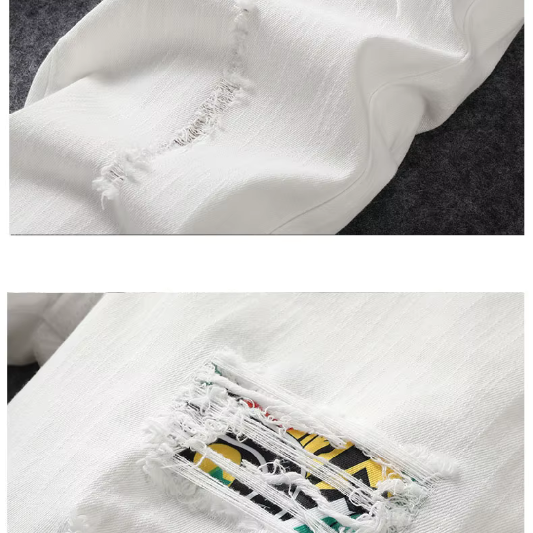 Colorful Patch White Jeans