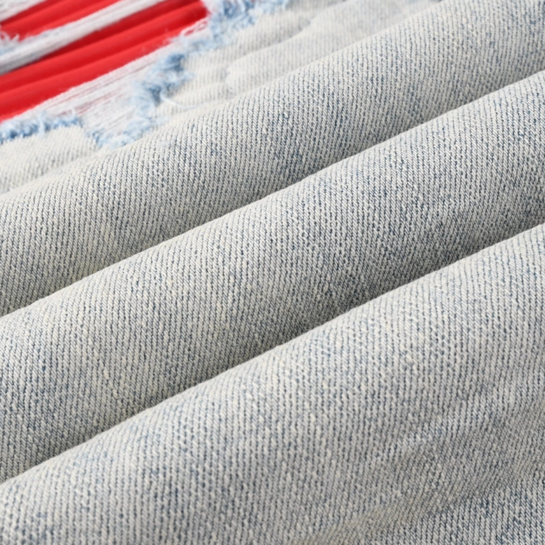Red Patch Light Blue Jeans