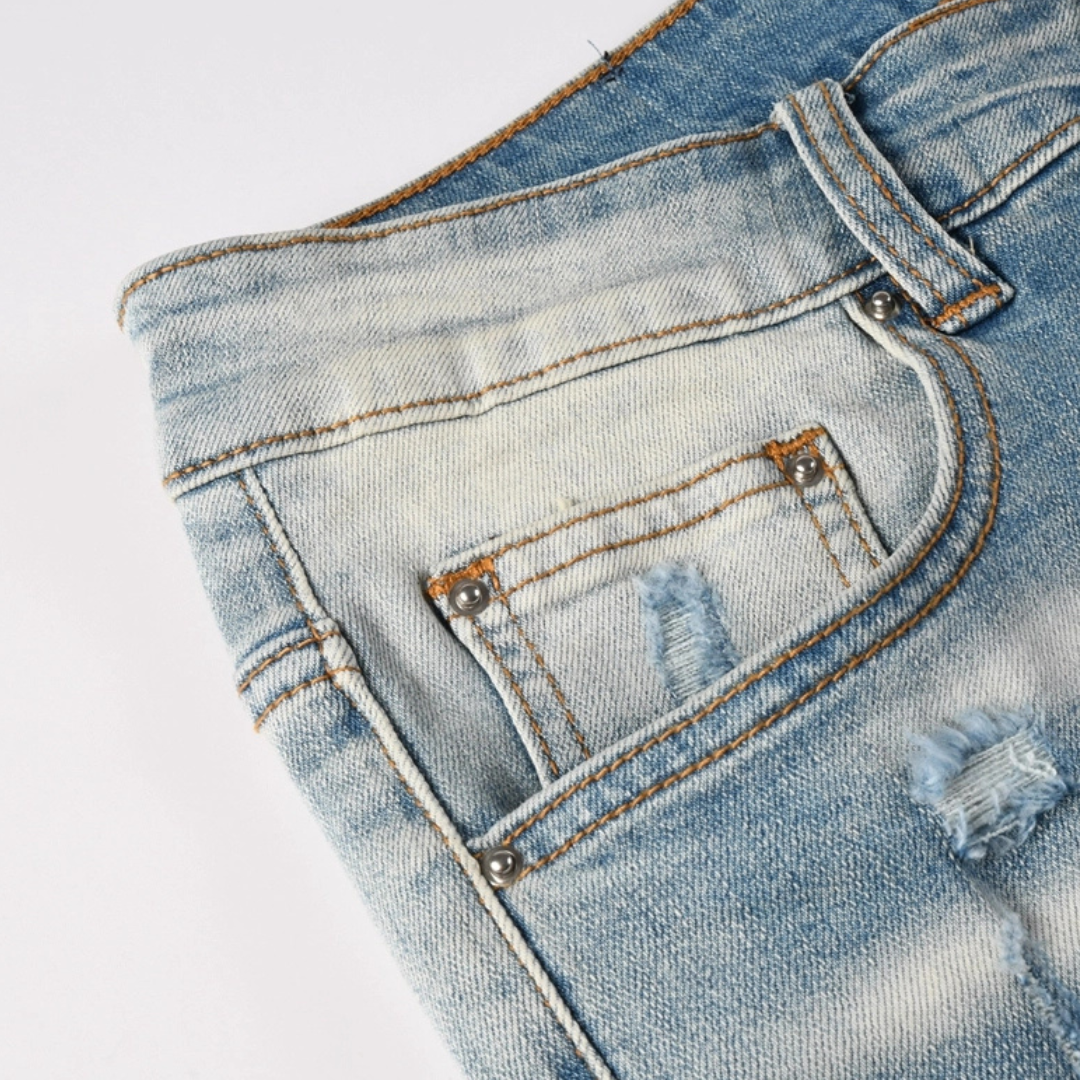 Red Patch Light Blue Jeans