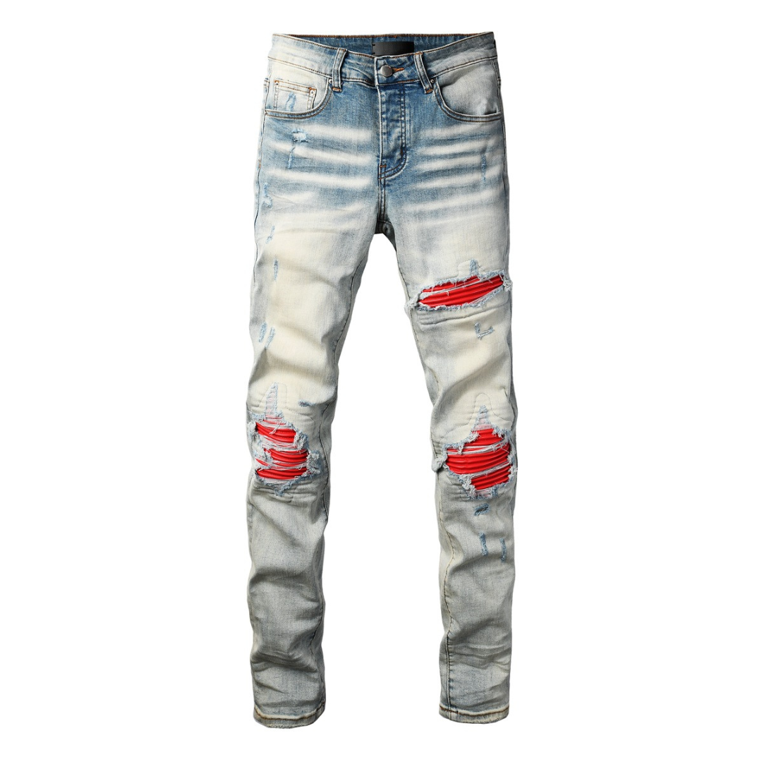 Red Patch Light Blue Jeans