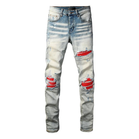 Red Patch Light Blue Jeans