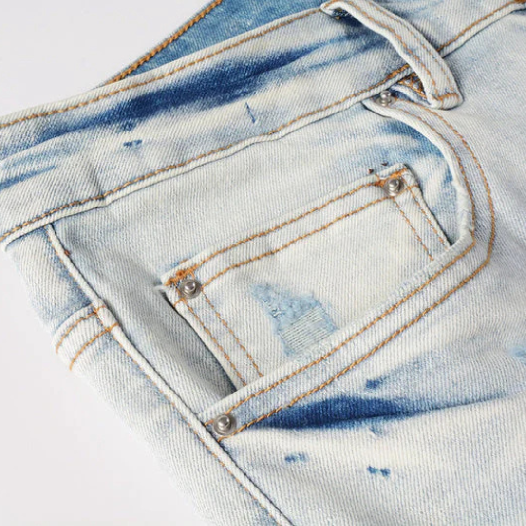 Red Patch Washed Jeans