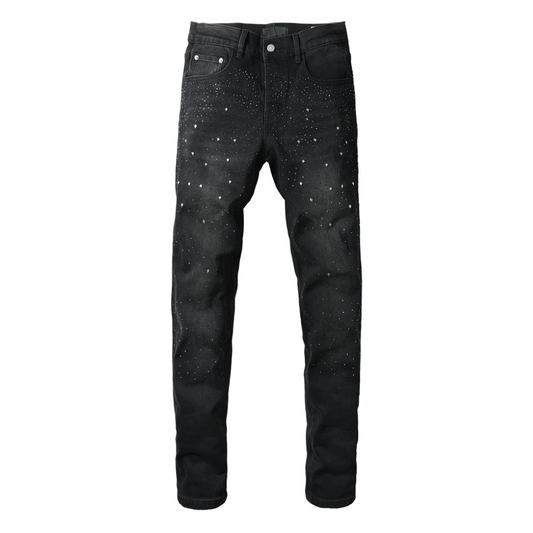 Shiny Pearls Black Jeans
