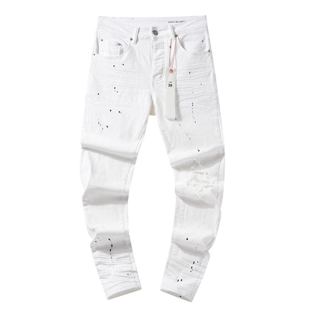 Paint Splash White Jeans