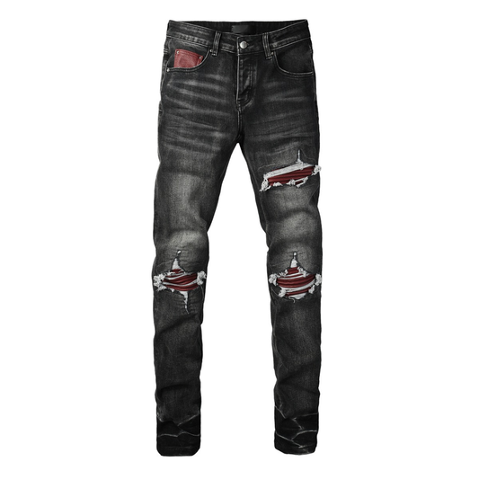 Red Patch Retro Black Jeans