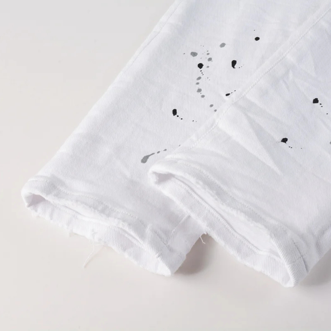 Paint Splash White Jeans