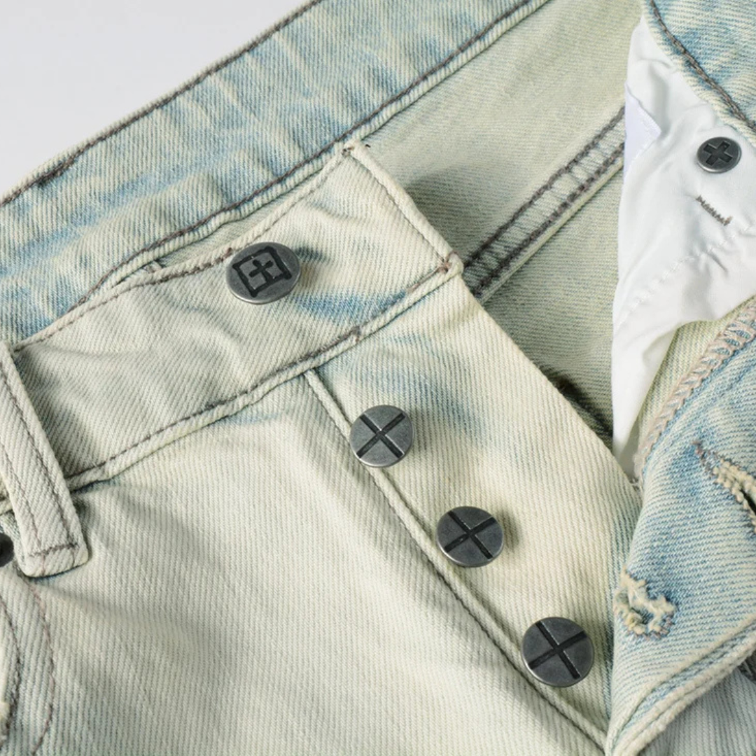 Printed Design Washed Jeans