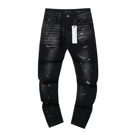 Colorful Paint Splash Black Jeans